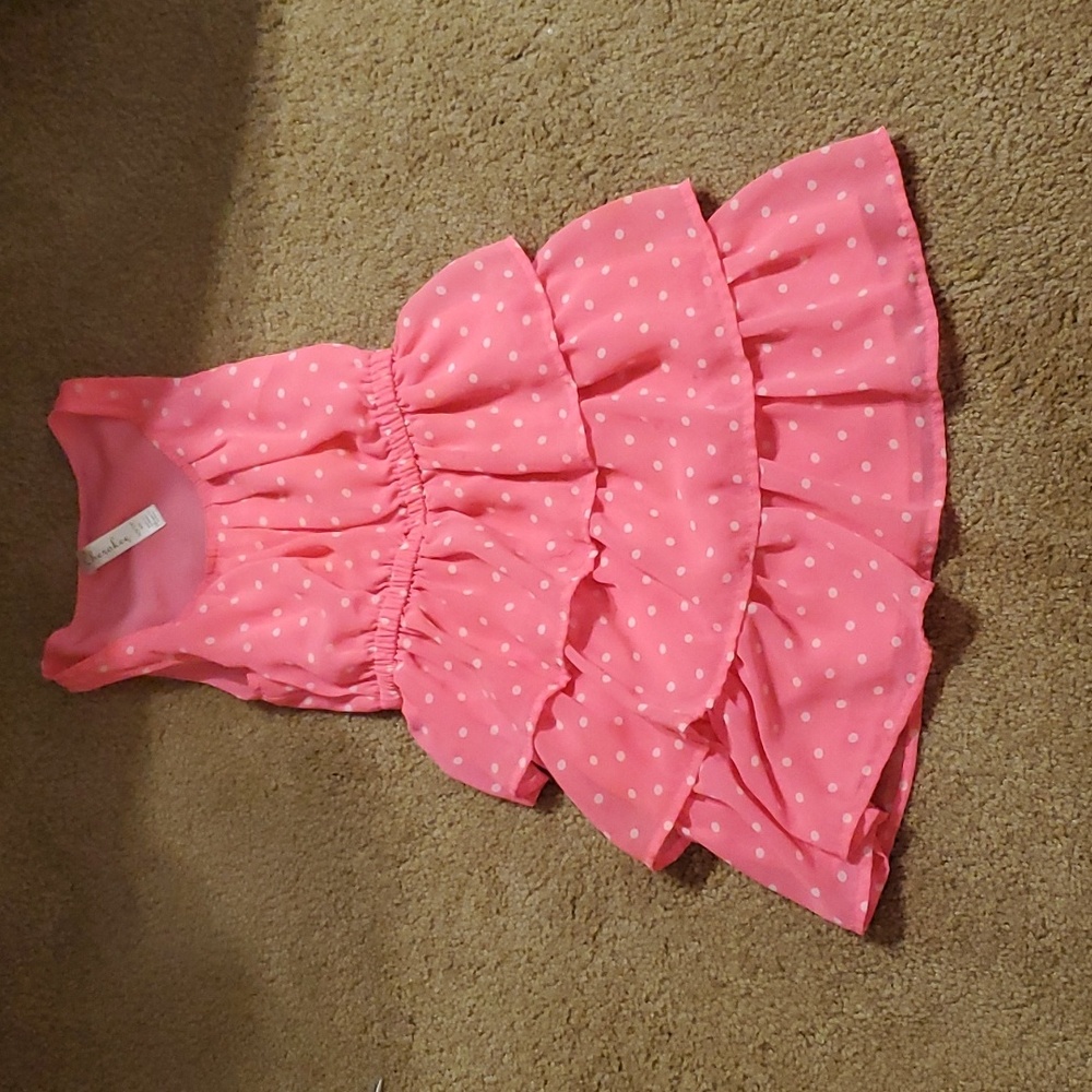 Pink and white polka-dottted 4/5 dress